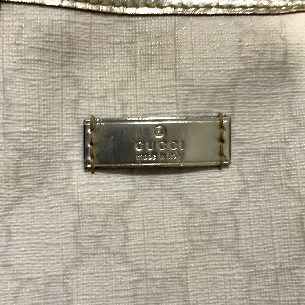 Gucci White /Gold Monogram Medium Boston Joy Bag